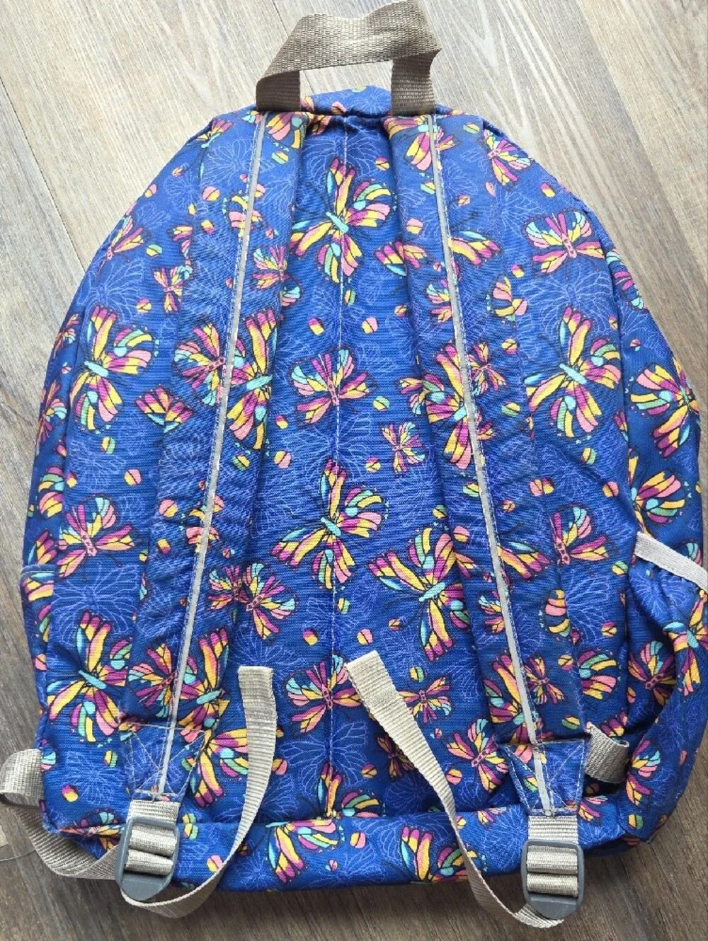 L.L. Bean Kids' Navy Backpack with Multicolored Butterfly Print